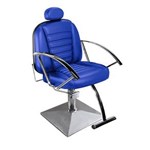 Ficha técnica e caractérísticas do produto Cadeira de Cabeleireiro Paris Reclinável Pé Quadrado - Azul