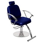 Ficha técnica e caractérísticas do produto Cadeira de Cabeleireiro Turim Encostro Reclinável Pé Redondo - Azul