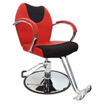 Cadeira hidráulica para salão e barbearia em couro PU preto e vermelho - PEL-030