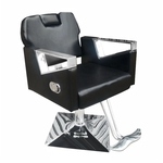 Cadeira hidráulica para salão e barbearia em couro PU preto - PEL-S040