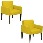 Cadeira Poltrona Beatriz Decorativa para Sala de Estar Suede Amarelo