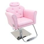Cadeira Poltrona Hidráulica Siena Maquiagem Reclinável Base Quadrada - Fabricante: Darus Design - Cor: Rosa Bebê Acetinado