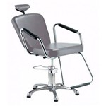 Cadeira Reclinável Alumínio para Barbeiro e Maquiagem, Prata - Nix Dompel