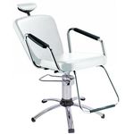 Cadeira Reclinável Cromada para Barbeiro e Maquiagem Branca - Nix Dompel