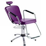 Cadeira Reclinável Cromada para Barbeiro e Maquiagem Roxa - Nix Dompel