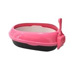 Ficha técnica e caractérísticas do produto Caixa Areia Gatos Moderna Oval com Peneira e Pá Pink