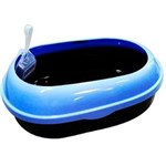Ficha técnica e caractérísticas do produto Caixa Higiênica Banheiro Gatos Porta Pegador Western #Pet-24 - Azul