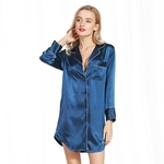 Ficha técnica e caractérísticas do produto BLU Mulheres imitado Silk Sexy V-neck Nightdress Curto Pajamas and Nightgown