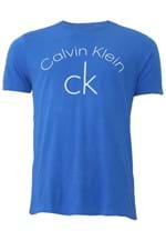 Ficha técnica e caractérísticas do produto Camiseta Calvin Klein Slim Lettering Azul - Kanui