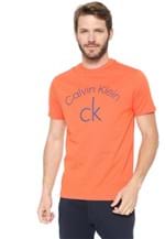 Ficha técnica e caractérísticas do produto Camiseta Calvin Klein Slim Lettering Laranja