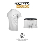 Ficha técnica e caractérísticas do produto Camiseta Pima Branca Merodach Tam G + Cueca Poliamida Branca