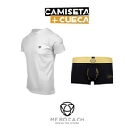 Ficha técnica e caractérísticas do produto Camiseta Pima Branca Merodach Tam G + Cueca Poliamida