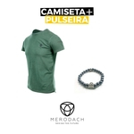 Ficha técnica e caractérísticas do produto Camiseta Pima Merodach Verde Tam G Logo Bordado + Pulseira Merodach