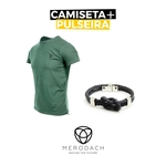 Ficha técnica e caractérísticas do produto Camiseta Pima Merodach Verde Tam M Logo Bordado + Pulseira Merodach