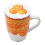 Ficha técnica e caractérísticas do produto Caneca de Porcelana com Infusor Oranges Bon Gourmet - Laranja