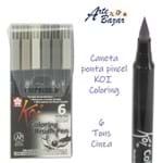 Ficha técnica e caractérísticas do produto Caneta Brush Koi Coloring Estojo com 6 Tons de Cinza (Sakura)