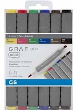 Ficha técnica e caractérísticas do produto Caneta Cis Graf Duo Brush - Estojo com 6 Cores Básicas