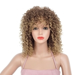 Women Afro Long Kinky Curly Hair Wavy Wigs Wave Curls Blond Synthetic Woman Sexy Party Wigs + Wig Cap