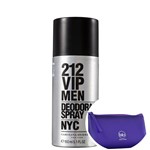 Ficha técnica e caractérísticas do produto Carolina Herrera 212 VIP Men - Desodorante Spray Masculino 150ml+Necessaire Roxo com Puxador em Fita