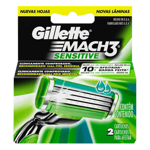 Ficha técnica e caractérísticas do produto Cartuchos Gillette Mach3 Sensitive C/ 2 Unidades