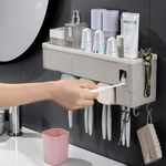 Ficha técnica e caractérísticas do produto Casa de Banho Escova de Dentes armazenamento Rack perfurador parede livre Montado dentífrico Prateleira Multifuncional banheiro Organizer