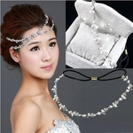 Casamento Moda Mulheres Silver Cristal Rhinestone Folha Flores Headband Faixa de Cabelo nupcial