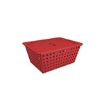 Ficha técnica e caractérísticas do produto Cesta Maxi com Tampa Coza Vermelho Bold 39 x 30 x 16,8 cm