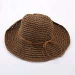 Chapéu de palha de ráfia para mulheres clássico protetor solar trançado cap para férias de ver