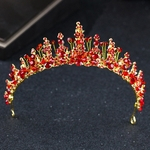 Ficha técnica e caractérísticas do produto Charming Bride mantilha Red Cristal Diamante Crown mão frisada Headwear