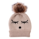 Cílios Bonitos Imprimir Kid Baby Boy Girl Pompom Beanie Cap Warm Winter Knitted Hat