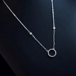 Ficha técnica e caractérísticas do produto Clavícula colar Creative Circle S925 Sterling Silver Korean Student Pendant Simples Anel Jóias de cristal Pendant Zircon Diamante