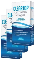 Ficha técnica e caractérísticas do produto Cleartop Shampoo Anticaspa Cetoconazol 100ml Kit 3 Frascos - Cimed
