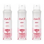 Ficha técnica e caractérísticas do produto Cless Bax Sexy Antitranspirante Feminino Desodorante Aerossol 150ml (Kit C/03)