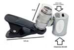 Ficha técnica e caractérísticas do produto Clipe Universal para Celular Microscópio com Led Lupa 60X
