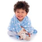Ficha técnica e caractérísticas do produto Cobertor Bebê Azul Poá Ursinho - Azul