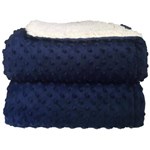 Cobertor de Sherpa Laço Bebê Dots Azul Marinho