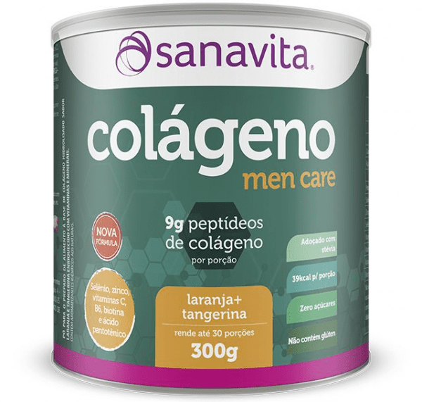 Ficha técnica e caractérísticas do produto Colágeno Hidrolisado Men Care 300g Laranja + Tangerina - Sanavita