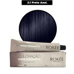 Ficha técnica e caractérísticas do produto Coloração Creme Permanente ROKÈE Professional 50g - Preto Azulado 2.1 - Tintura Rokee