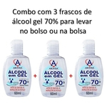 Ficha técnica e caractérísticas do produto Combo com 3 frascos de álcool gel 70% Arovida de 60ml
