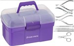Ficha técnica e caractérísticas do produto COMBO Kit Manicure Completo Inox + Maleta Porta Acetona Roxa C/ Tampa Transparente - Marco Boni