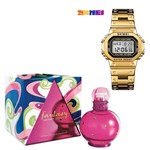 Combo Perfume Fantasy Original 100ml com Relogio SKMEI Retro Moda Digital Assista 1433 Bronze - Britney Spears