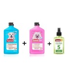 Combo: Shampoo para Cães Pelos Claros + Condicionador Revitalizante + Perfume para Cães Fragrância Citrus - Sanol Dog