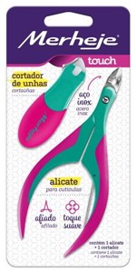 Ficha técnica e caractérísticas do produto Conjunto - Alicate para Cutículas + Cortador de Unhas - Verde / Pink - Touch