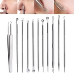 Ficha técnica e caractérísticas do produto Conjunto de ferramentas de removedor de extrator de acne de espinha de cravo de espinha de aço inoxidável