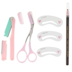 Ficha técnica e caractérísticas do produto Conjunto de sobrancelha maquiagem Lápis Scissor Shaver Trimmer Brow Shaper Stencils Kit 3 #
