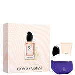 Ficha técnica e caractérísticas do produto Conjunto Sì Giorgio Armani Lait Feminino - Eau de Parfum 30ml + Leite Corporal 75ml+Necessaire Roxo