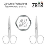Ficha técnica e caractérísticas do produto Conjunto Tesouras Aço Inox (curva e Reta) - Zena