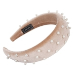 Ficha técnica e caractérísticas do produto Cor Sólida Faux Pearl Esponja Cabelo Hoop Loop Headband Mulheres Wide Aro Headwear