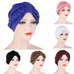 Ficha técnica e caractérísticas do produto Cor Sólida Trançado Respirável Muçulmano Mulheres Turbante Chapéu Cap Headwrap Headwear