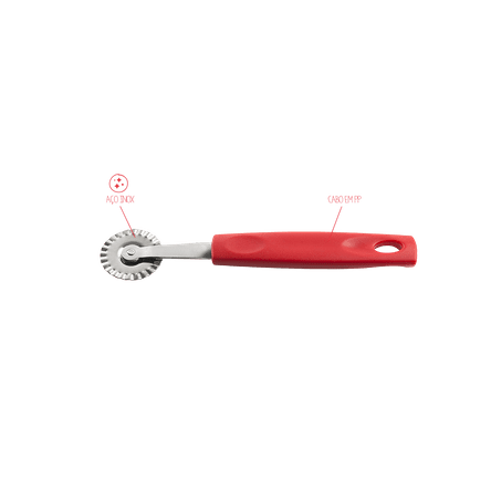 Ficha técnica e caractérísticas do produto Cortador de Massa - Asti Ø 4 X 19,5 Cm Vermelho